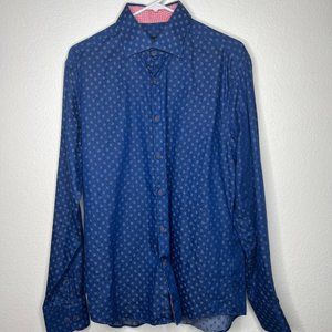 Stone Rose Blue Patterned Button Up Dress Shirt